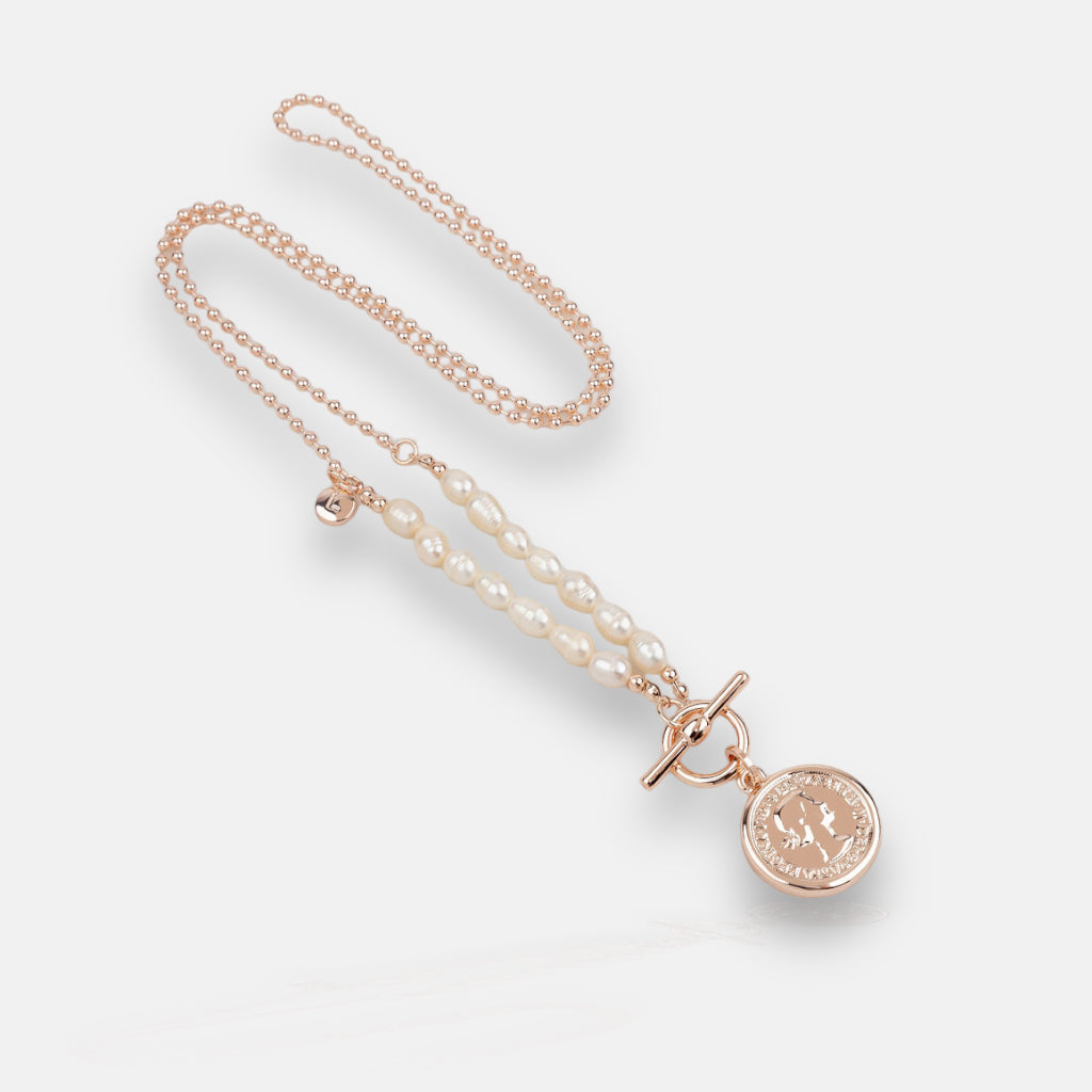 LIMITED EDITION | Rose Gold & Fresh Water Pearl Coin Necklace
