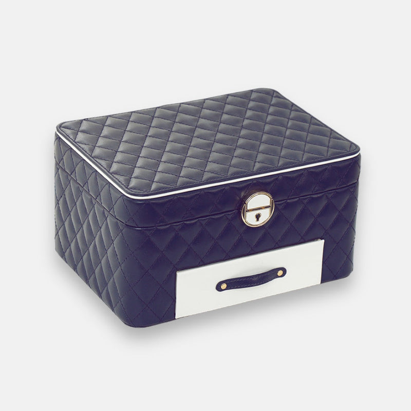 Navy Quilted Jewellery Box | JB109N