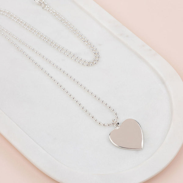 Silver Solid Love Heart Necklace