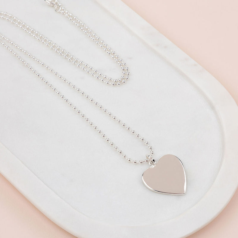 Silver Solid Love Heart Necklace