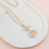 Light Gold & Pearl Coin Necklace