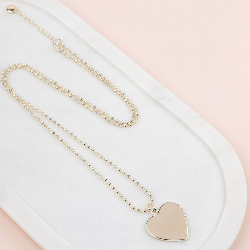 Light Gold Solid Love Heart Necklace